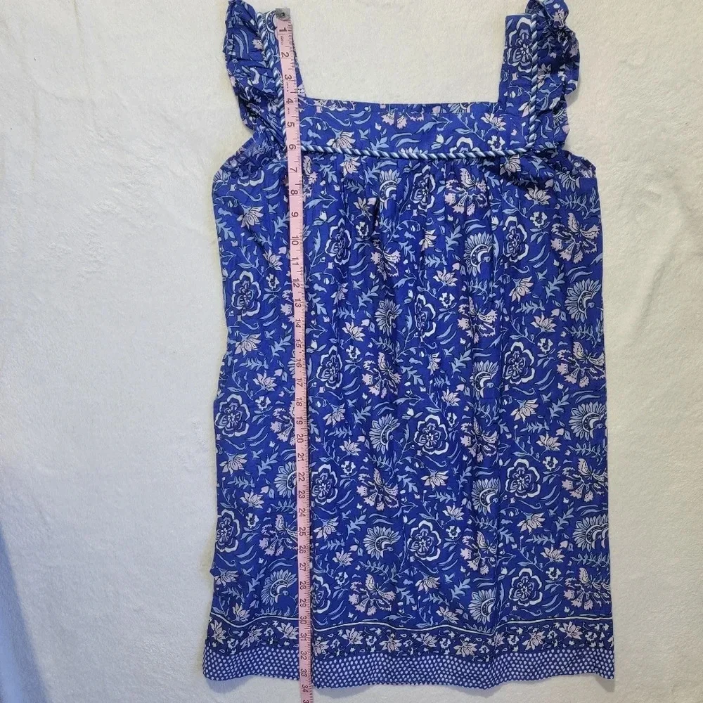 NWT Vineyard Vines Girls Flutter Sleeve Dress Blue With Pink Lt Blue Floral XL